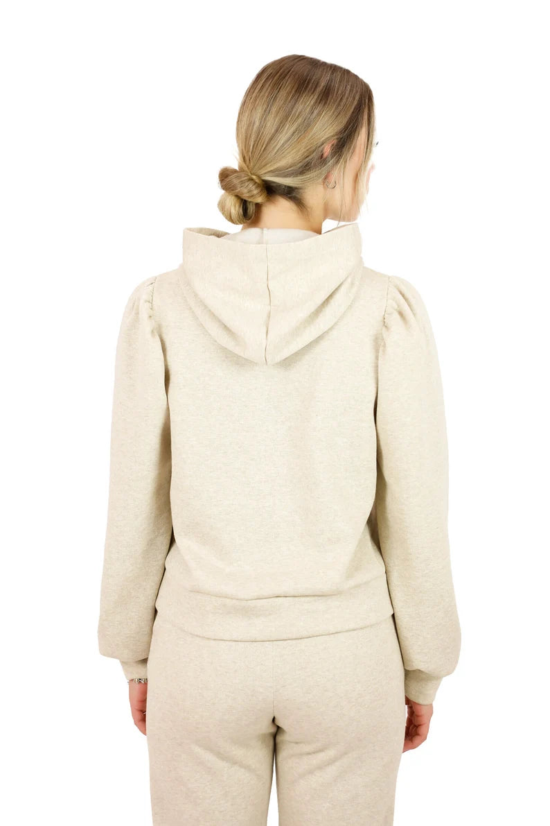 Cozy Fleece Puff Shoulder Hoodie