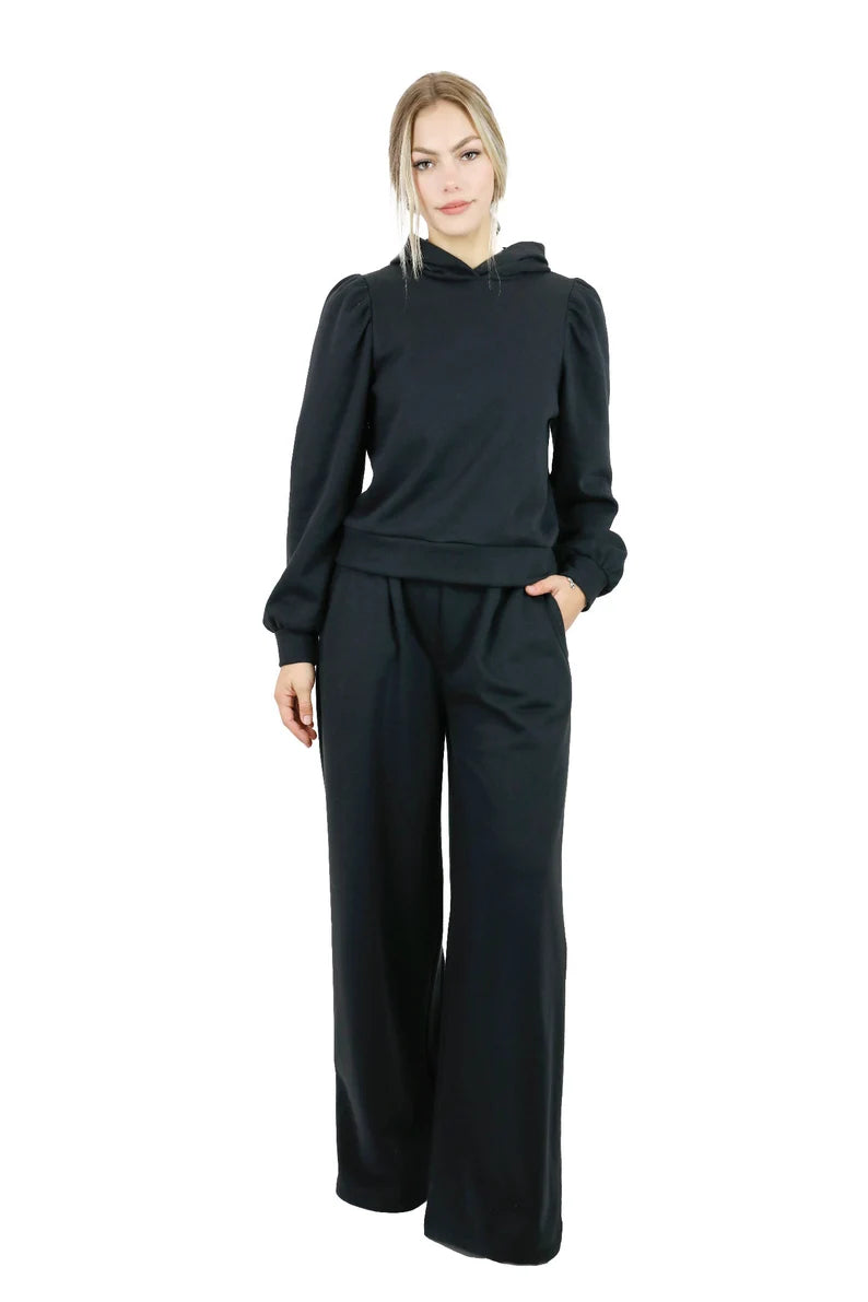 Cozy Fleece Puff Shoulder Hoodie