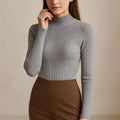 Slim Fit Ribbed Sweater | Women's Mock Neck