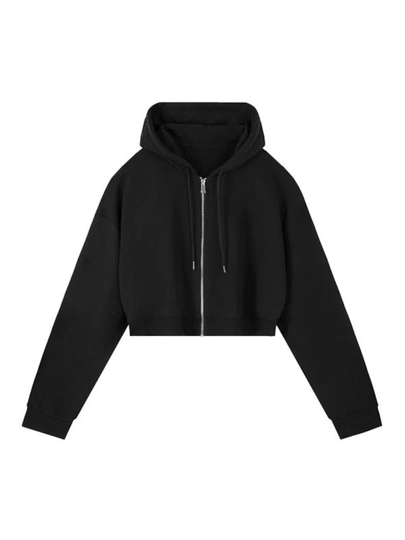 Trendy Cropped Full-Zip Hoodie